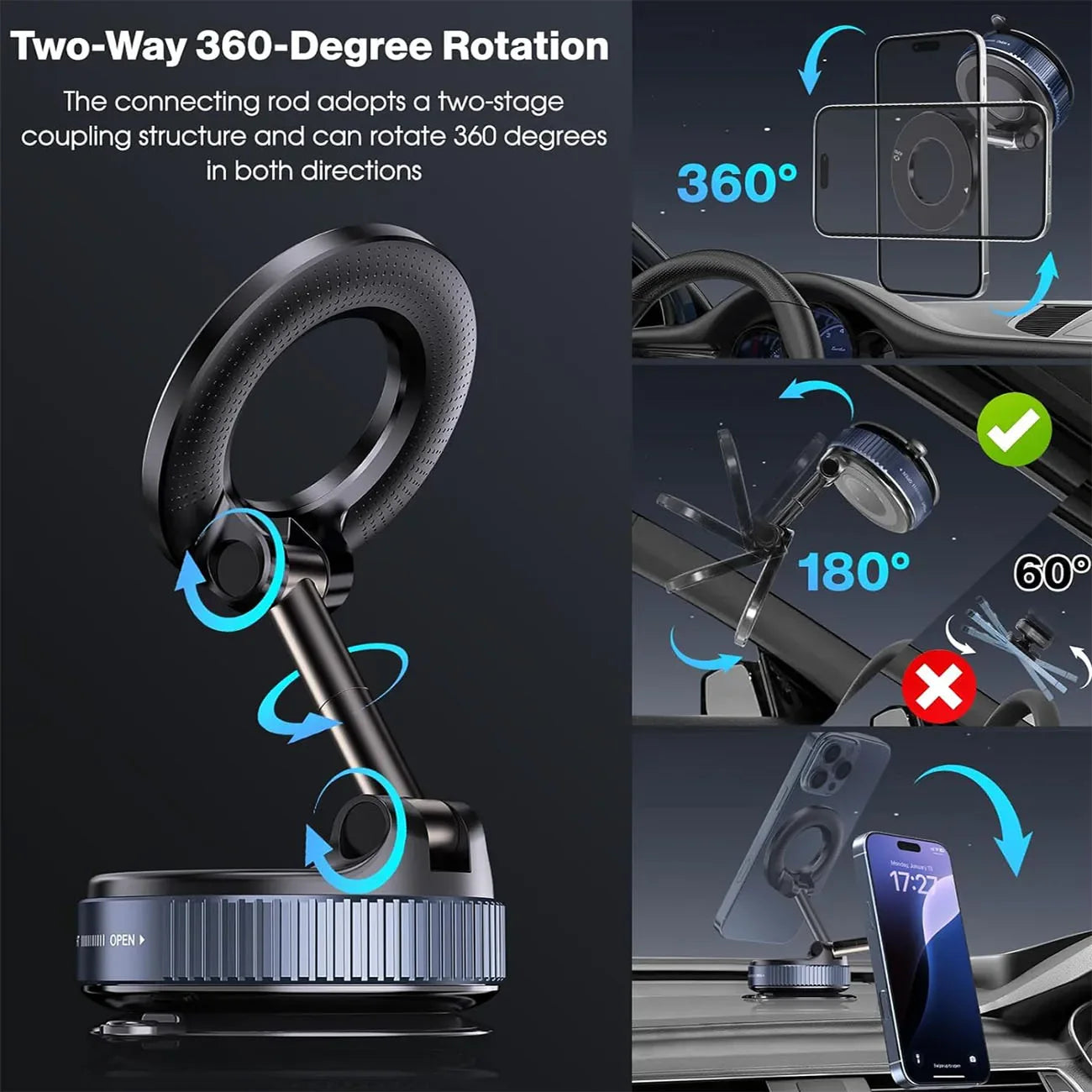 360° Magnetic Car Phone Mount (Ultra Strong Hold)